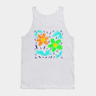 Orange green flower watercolor Tank Top